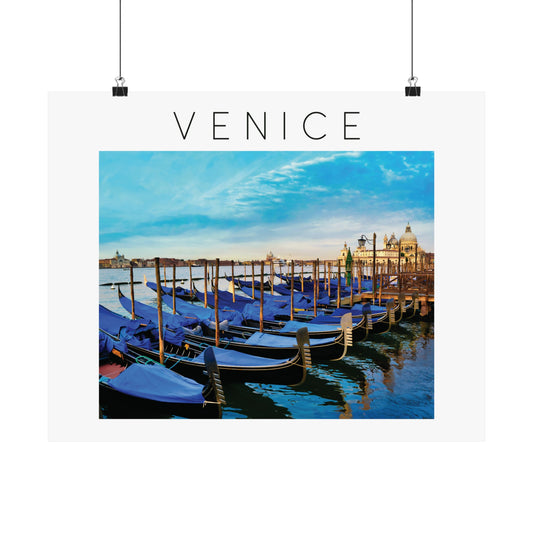 VENICE POSTER: BLUE GONDOLAS