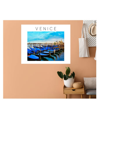 VENICE POSTER: BLUE GONDOLAS