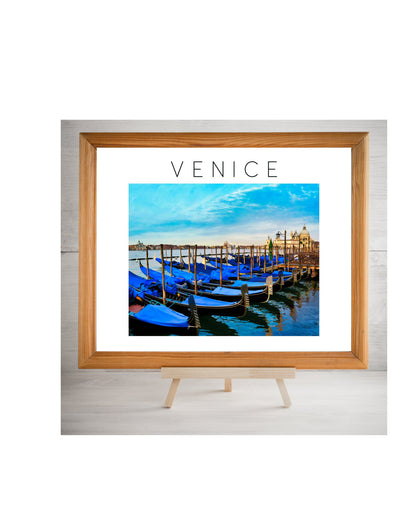 VENICE POSTER: BLUE GONDOLAS